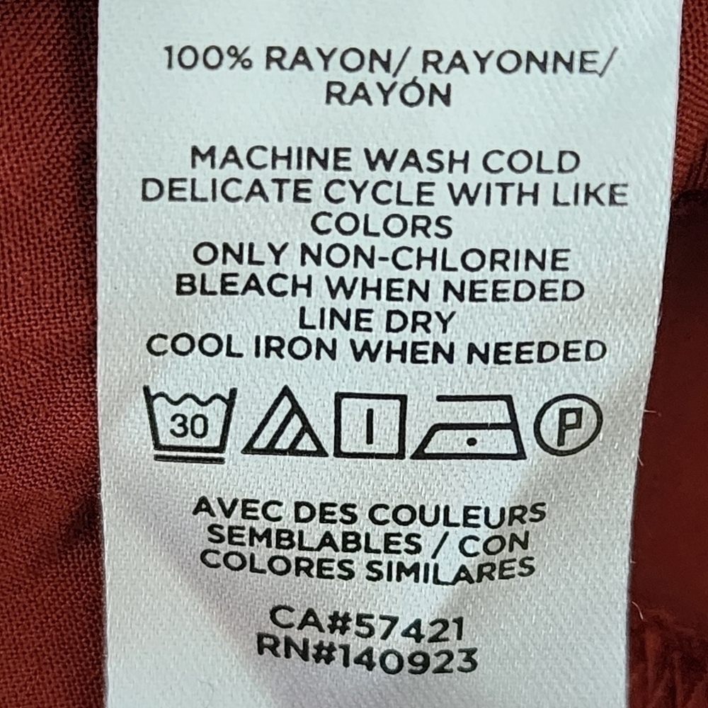 Loft Maroon Ruffle Boho Fall Rayon Top Long Sleeve Size Large - Picture 12 of 12